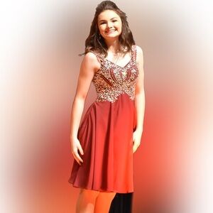 Love Point Bling Embellished Maxi Dress - Brick Red - Size S - L❤️VE